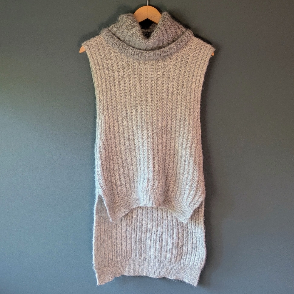 3.1 Philip Lim M Gray Turtleneck Alpaca Wool Sleeveless Sweater Soft High Low